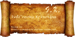 Ivánszky Krisztina névjegykártya